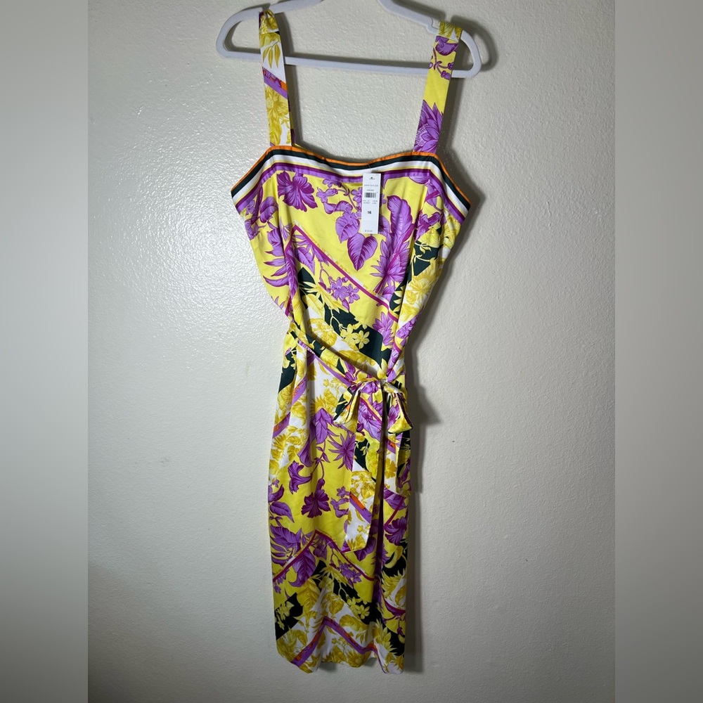 Ann Taylor Vibrant Yellow and Purple Maxi Dress size 16